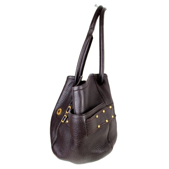 ROOMY Cole Haan DARK BROWN GENUINE LEATHER TOTE SHOULDER BAG HANDBAG PURSE - Picture 4 of 16